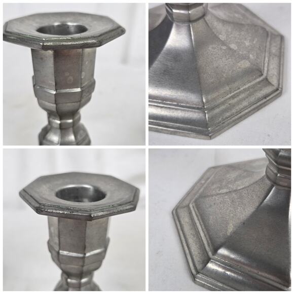 Vintage Gorham Pewter Candle Stick and Console Centerpiece Bowl Set Silver Toned - Picture 5 of 9